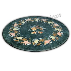 Round Table Top in Green Marble | Pietredura Art Table Top