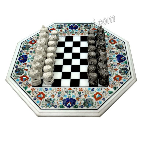 Chess Set in White Marble