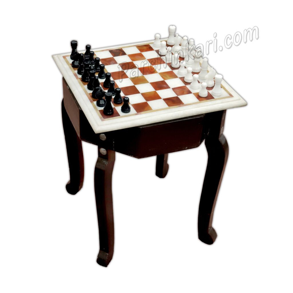 Plain Chess Board in White Marble - Parchinkari - Marble Inlay ...