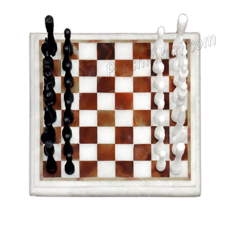 Plain Chess Board in White Marble - Parchinkari - Marble Inlay ...