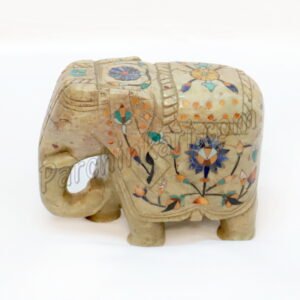 Elephant with Trunk Down in Green Marble