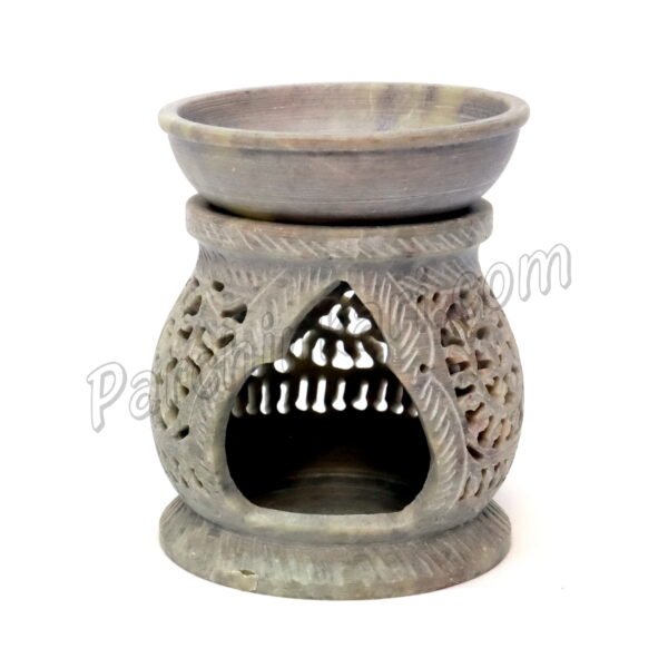 Handcrafted Oil Burner in Green Marble Lattice Art