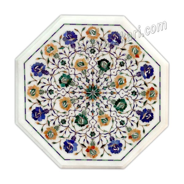 Flower Inlay Coffee Table with Rose Design