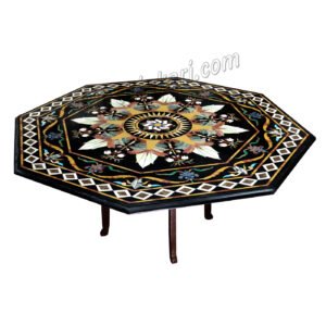 Pietredura Table Top | Indian Table Top | Dinner Table in Black Marble