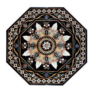 Pietredura Table Top | Indian Table Top | Dinner Table in Black Marble