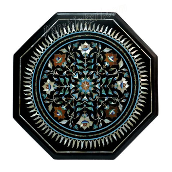 Black Marble Inlay Art Table Top