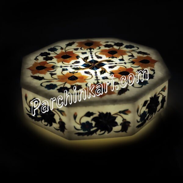 Handicrafts Box For Gifts in white Marble Inlaid Art