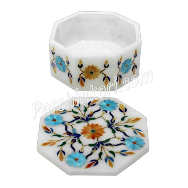 Marble Inlaid Box with Flower Design