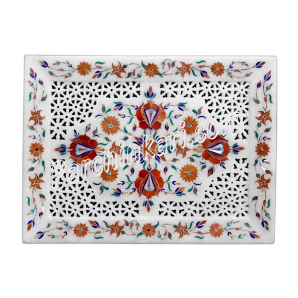 Carnelian Design Serving Tray with Rose Design